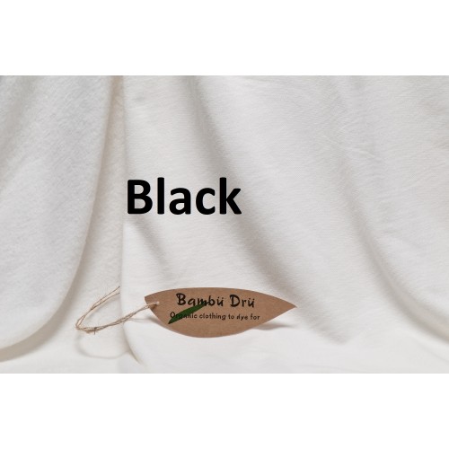 280g/m2 Stretch French Terry - Organic Cotton & Bamboo Fabric (BLACK)
